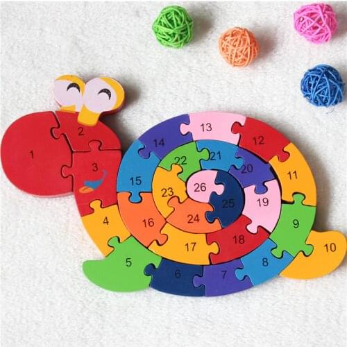 New Educational Toys Brain Game Kids Winding Snail Figure Wooden Toys Wood Kids 3D Puzzle Wood Brinquedo Madeira Kids Puzzles
