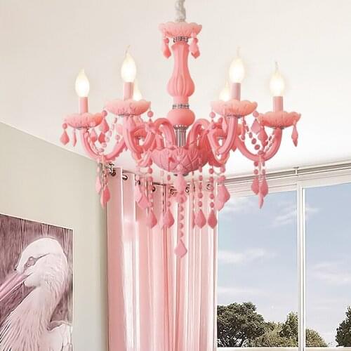 New Modern Pink crystal chandeliers lighting for Bedroom Kids room indoor lamp K9 crystal lustres de teto ceiling chandelier