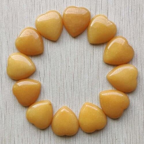 New good quality natural stone yellow heart shape cab cabochons beads for jewelry making 25mm wholesale 12pcs/lot free shipping