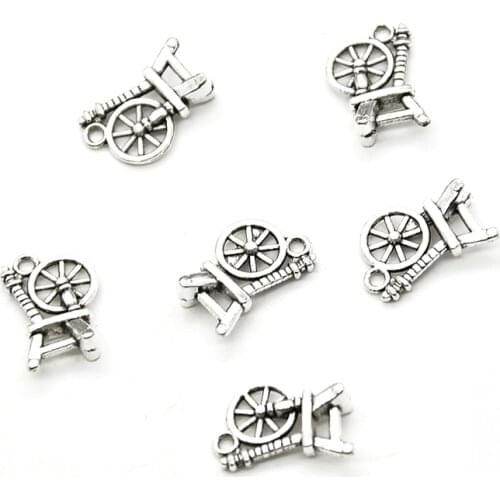 20PCS Wheel on Chair Charms Antique Silver Tone Two Sided Charm Pendants 18.5*12*2.5mm