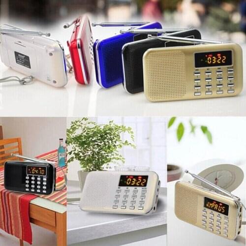 Portable Mini Stereo LCD Digital FM Radio Speaker with LED Light, Rechargeable Battery Support Mp3 Music Player USB TF Card LN