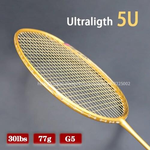 Professional Carbon 5U Badminton Racket Bag With String Offensive Type Rackets Raquette Ultralight Grip Padel Raqueta Strung