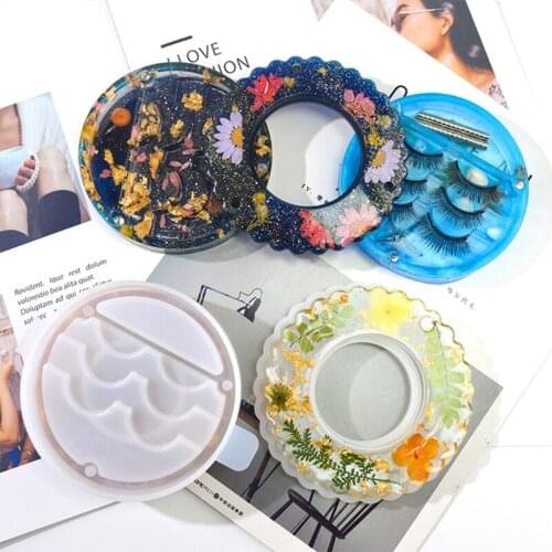 Eyelash Display Tray Resin Mold with Lid False Eyelashes Storage Box Epoxy Mould for Making DIY Craft Jewelry