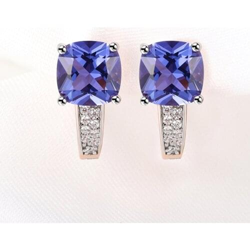 925 Sterling Silver Earrings Tanzanite Gemstone For Women Birthday Gifts Luxury Delicate Wedding Fine Jewelry Rose Gold Plated