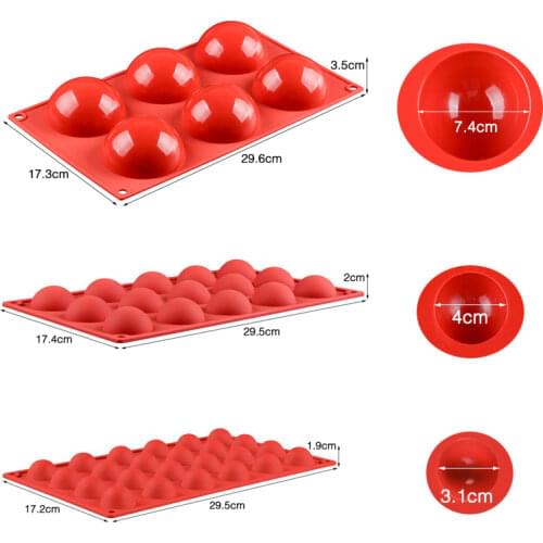 SJ 9 Types Half Sphere/Flat Round Silicone Mold Cake Decorating Tools Silicone Mold Chocolate Cookies Sandwich Bakeware