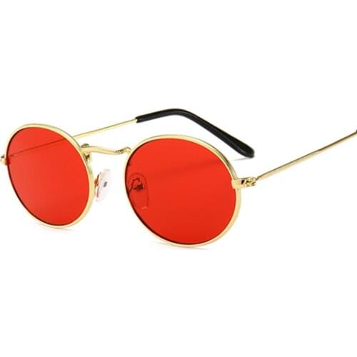 Small Frame Round Sunglasses Women/mens Brand Designer Oval Ladies Sunglasses Vintage Black Ocean Mirror Metal Oculos De Sol