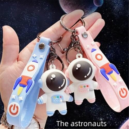 Cute Cartoon Astronaut Key Ring Pendant Soft PVC Korean Style Couples Key Ring Ornaments Valentines Day Present