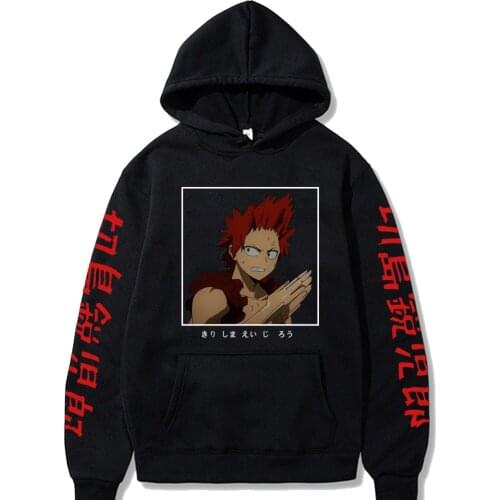 Japan Anime My Hero Academia Kirishima Eijiro Cartoon Men Hoodies Harajuku Streetwear Winter Oversized Long Sleeve Sweatshirts
