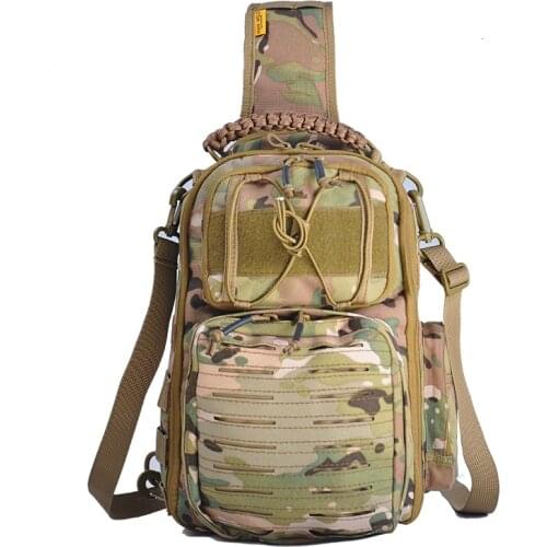 Outdoor Waterproof Nylon Hiking Single Shoulder Camo Backpack Fishing Tactical Bag Hand Chest Bag Camping Hiking Huntting Bags