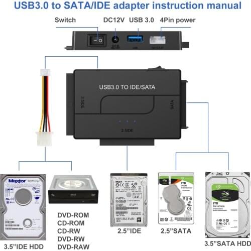 SATA to USB IDE Adapter 5GBPS High Speed USB 3.0 Sata 3 Cable For 2.5 3.5 Hard Disk Drive HDD SSD Converter IDE SATA Adapter