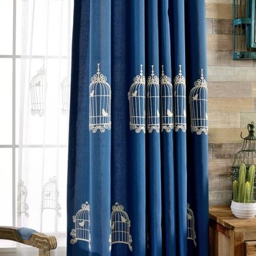 Customized Cotton and Linen Curtain Cloth Embroidery Embroidery Korean Cartoon Simple Modern Curtains for Living Room Bedroom