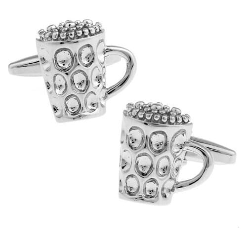 20pairs/lot Beer Glass Cufflinks Silver Drinking Beer Mug Cuff Links Mens Jewelry Copper Cufflinks Wholesale