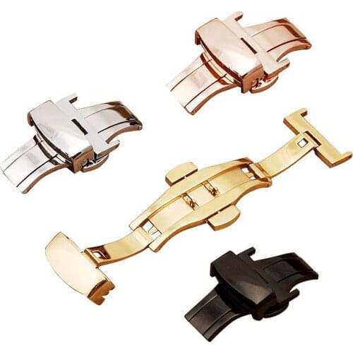 Butterfly Deployment Buckle Stainless Steel Double Push automatic-folding Clasp for Watch Strap 12mm 14mm 16mm 18mm 20mm 22mm
