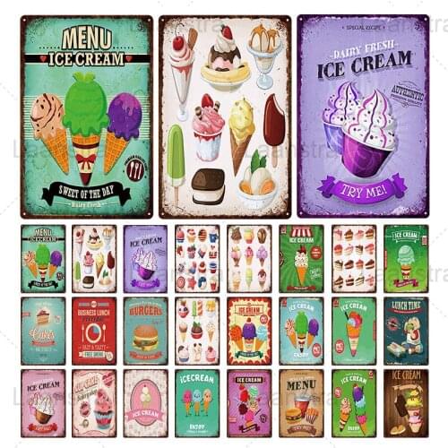 Iron Sheet Metal Painting Ice Cream & Dessert Wall Decoration Home Bedroom Bar Restaurant Creative Wall Mural Paintings Decor