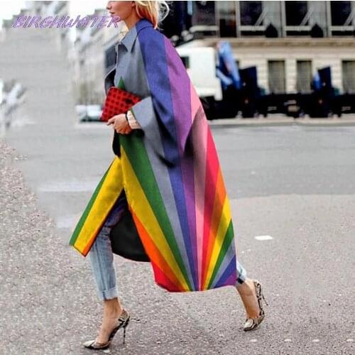 Women Coat Autumn Elegant Fashion Multicolor Ladies Long Coat 2020 Windbreaker Outwear Jacket Winter Coats Plus Size 5XL