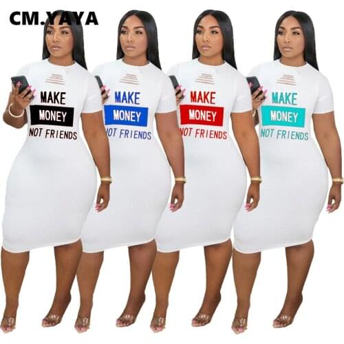 CM.YAYA 2021 Summer Letter Print Midi Women Dress Hole Sexy Night Party Short Sleeve Bodycon Bandage Street Night Club Dresses