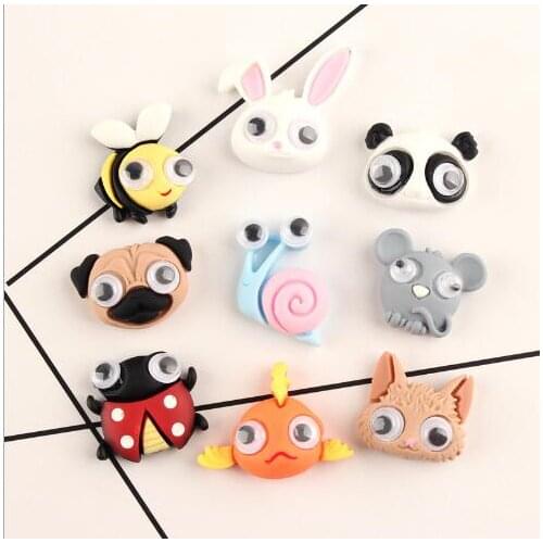 10pcs/lot new arrival Resin Movable Eye Cartoon Animal Accessories resin cabochons accessories