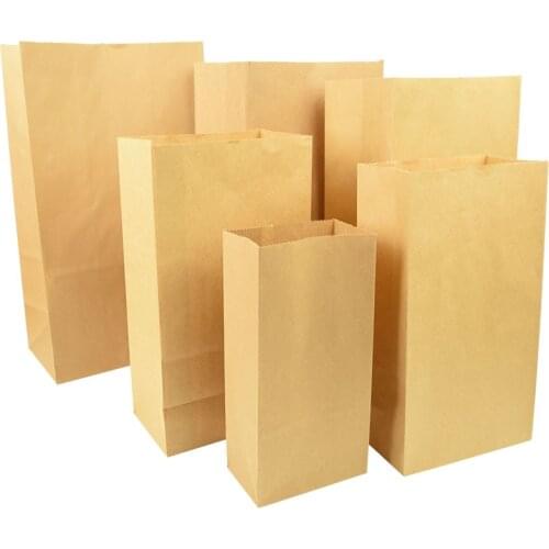 10pcs Fine Kraft Paper Bag Gift Biscuit Candy Food Cookie Bread Seen Snack Baking Bag Environmentally Dry Packaging Paper Bags