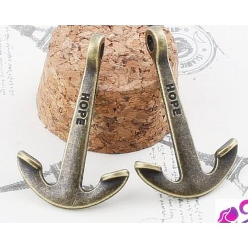 100pcs 39mmx26mm Antique Silver tone/Antique Bronze Hope Anchor Connector Pendant Charm,for Bracelet,DIY Jewellry Accessory