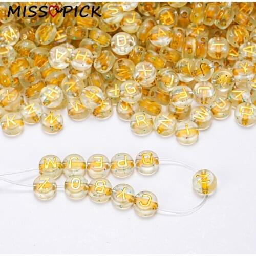 100pcs Transparent Acrylic Beads Round Flat Letter Alphabet Loose Spacer Beads for Jewelry Making DIY Bracelet Accessories