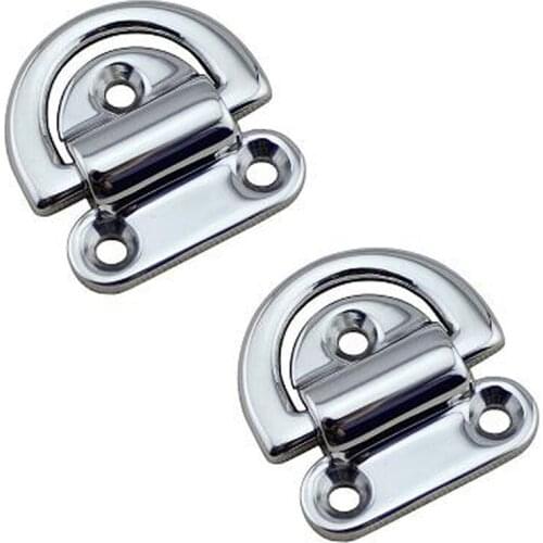 2Pcs 6mm Folding Deck Pad Eyes Marine Grade Stainless Steel D Ring With Plate for Marine Boat Yacht Accessories