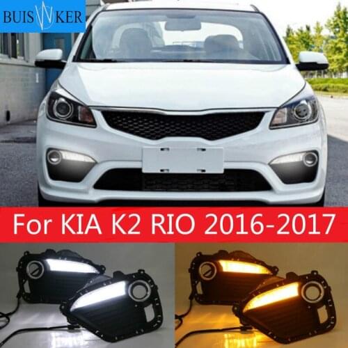 2pcs LED DRL lights Daytime Running Light Daylight yellow Signal fog lamp Styling lights For KIA K2 RIO 2016-2017