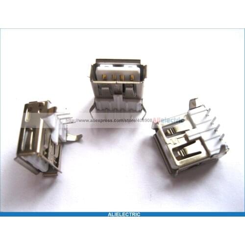 200 pcs USB 4 Pin 90 degree Jack Female Connector, for PC Use