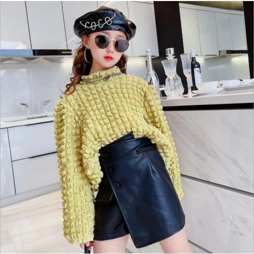 2021 Korean style girls leather skirt autumn fashion girls skirt 4-9t B713