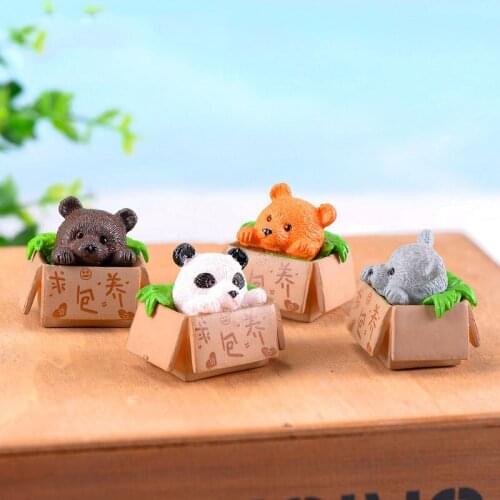 4PCS Panda Orphan Gift Bear Cat Model Small Statue Little Figurine Crafts Figure Ornament Miniatures DIY Home Zakka