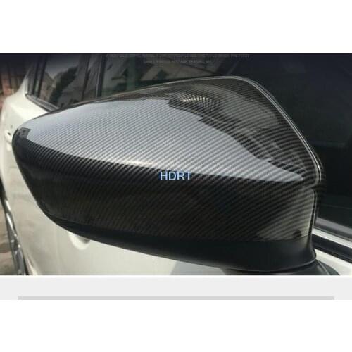 Car 2pcs Rear View Rearview Side Glass Mirror Cover Trim for Mazda CX-8 2018 2019 Silver Carbon Fiber Frame Side Mirror Cap