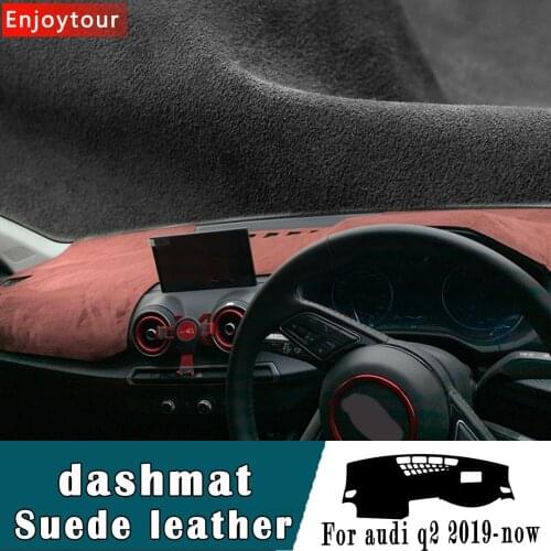 Car-styling Suede Leather Dashmat Dashboard Cover Pad Dash Mat Carpet auto accessories For audi Q2 2018 2019 2020 RHD