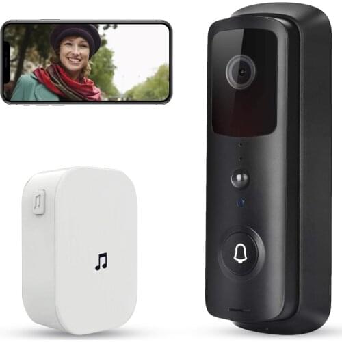 Wireless Video Doorbell, Wi-Fi Ring Doorbell with Chime, 1080P, Smart Home without Tuya, Night Vision, 166° Wide Angle