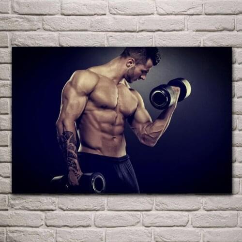 Bodybuilding sport artwork sexy man bodybuilder muscle living room home wall art decor wood frame fabric posters YR329