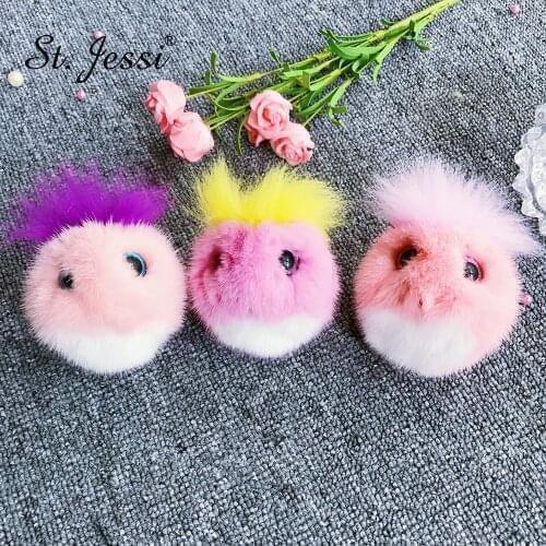 Animal Chains Real Mink Fur Bird Keyring For Womens Charm Bag Pendant Accessories Car Key Trinket Ornaments Fashion Keychains