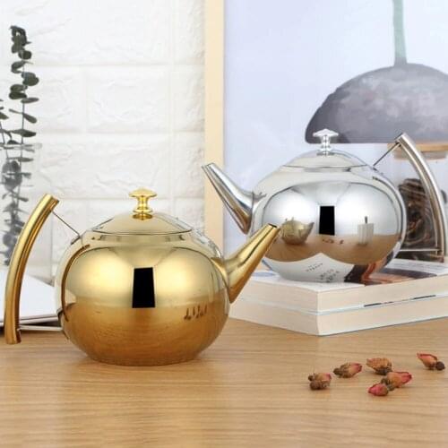 2L Stainless Steel Teapot Coffee Pot Kettle With Filtering Holes Support Stove Cooking Home Kitchen Bar Coffee Shop Accessories