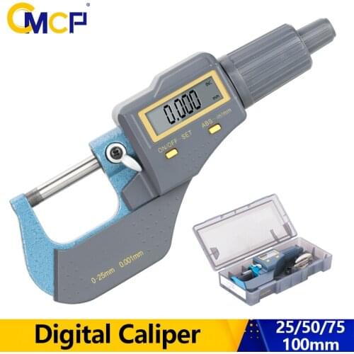 CMCP Digital Micrometer 0.001mm 0-25/50/75/100mm Electronic Caliper Gauge with LCD Screen Measuring Tools Outside Micrometers