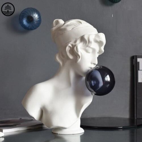 Luxurious Venus Blue Blow Bubbles Girls Arts Sculptures Crafts Character Statues Nordic Home Decoration Decor Room Accessories
