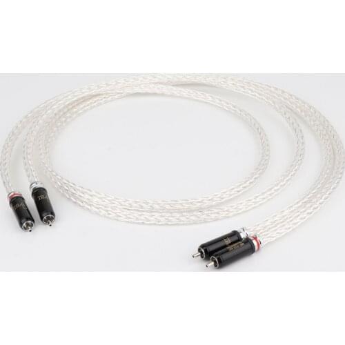 Hi-End 8AG Silver Plated OCC 16 Strands Audio Cable With WBT RCA Plug Cable HIFI 2RCA to 2RCA Cable