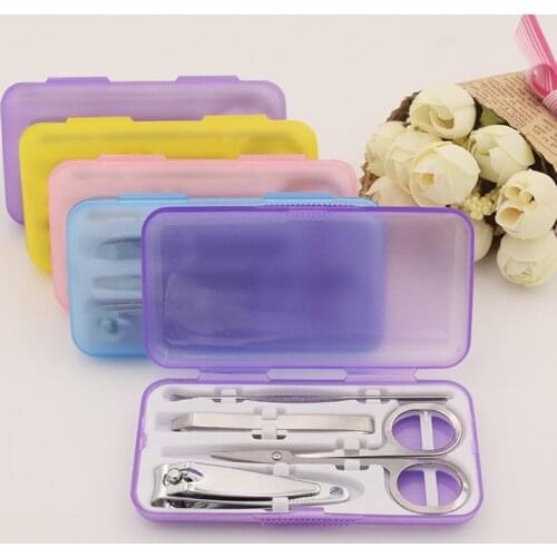 4pcs Stainless Steel Nail Clippers Set Professional Scissors Suit With Box Trimmer Grooming Manicure Cutter Kits For Nail Tools