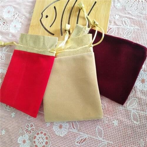 Hot 10*14 cm high-grade red gold color velvet bag jewelry bags / jewelry box wholesale