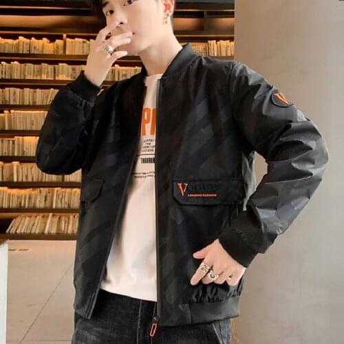 Mens Three-dimensional Embroidery Tooling Jacket Spring and Autumn Korean Fashion Casual Jacket Youth Jacket Mens Clothing