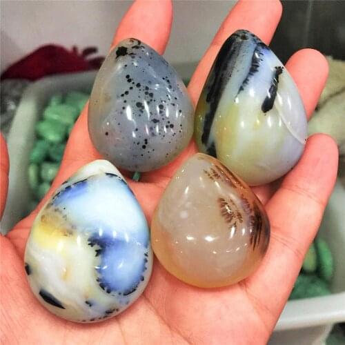 Natural aqua agate teardrop-shaped Malagasy spirit stone aquarium agate health original ecological gem specimen collection gift