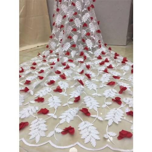 New design YG-577 Nigerian embroidered Lace Fabric with beads and flower African French Lace Fabric