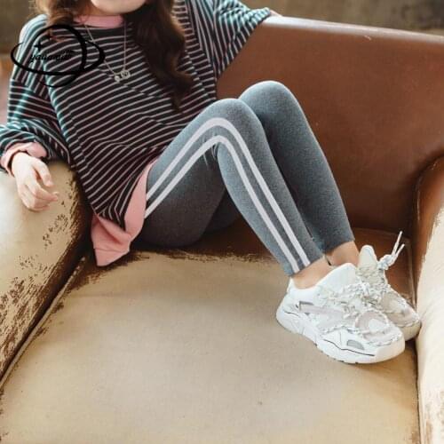 4-16y Kids Leggings Autumn Spring Girls Trousers Cotton High Waist Solid Color Children Sports Cropped Pencil Pants Clothes C15