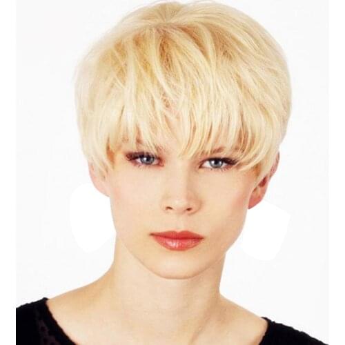 Cool Design Short Layered Wig For Women Cosplay Straight Wigs Natural Short Wigs with Bangs Pixie Cut Wig