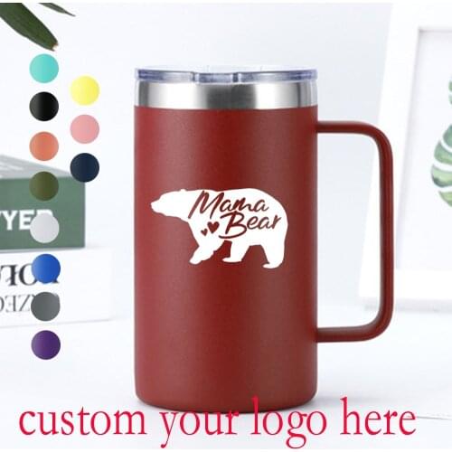 Summer hot sell Custom logo or name logo 24oz Stainless Steel Beer Tumbler Travel Beer Mug Water Bottle Thermos Coffee mugs