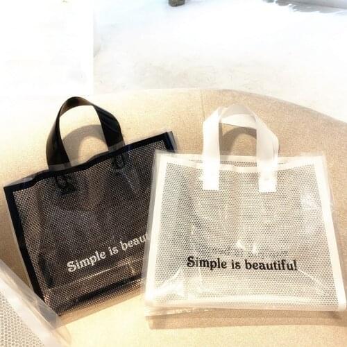 50 Pcs Clothing Package Bags Plastic for Business Gift Pack with Loop Handle Shopping Bags