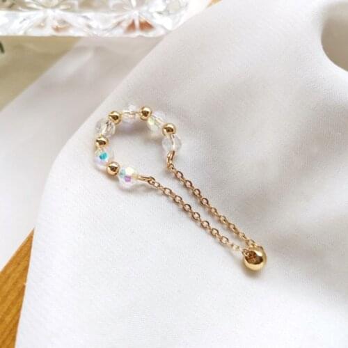 Simple Fashion Transparent Acrylic Earcuff Fake Piercing Beaded Clip on Earrings Boho Earclips Jewelry Chic Tassel Earcuffs