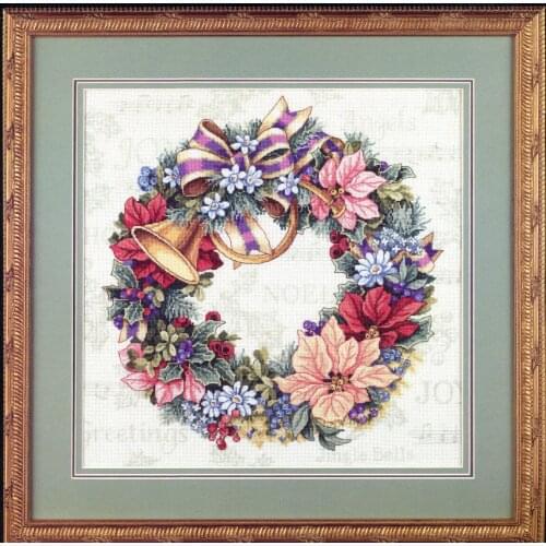 Christmas Wreath Harmony Holiday Cross Stitch Kits Crafts Top Quality Embroidery Needlework DIY 14CT Unprinted Decor Handmade