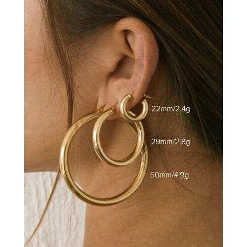 Punk Rock Minimalist Gold Stainless Steel Geometric Circle C shape Hoop Earrings For Women Party Jewelry Drop Shipping